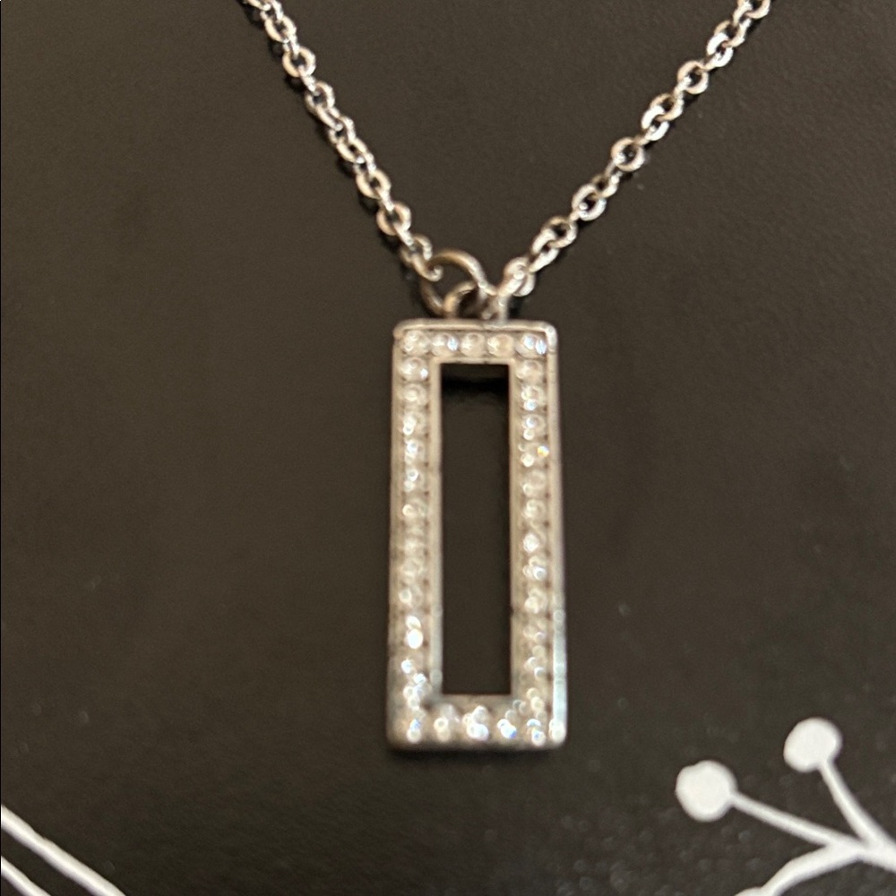 Brighton Silver Necklace With Rectangular Crystal… - image 3